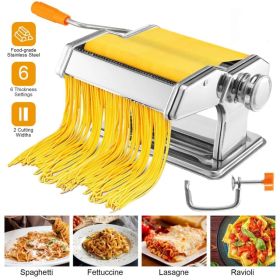 Pasta Maker Roller Machine Fettuccine Noodle Maker 9 Thickness Settings Stainless Steel (Option: SILVER)